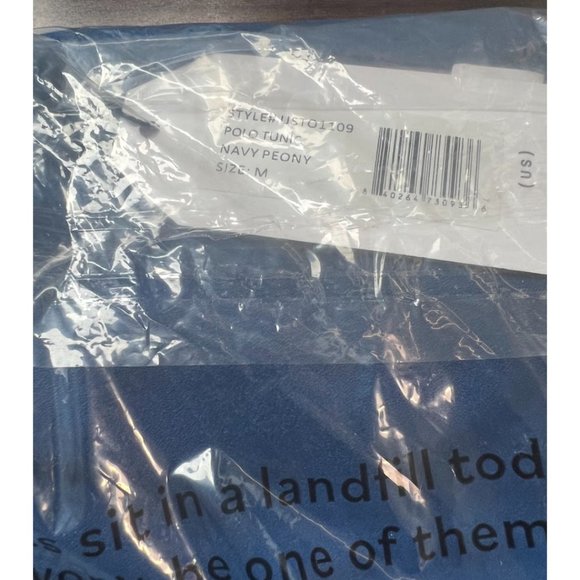 Better-Than-Silk Collared Blouse Polo Tunic in Navy Peony (M) - Picture 7 of 7